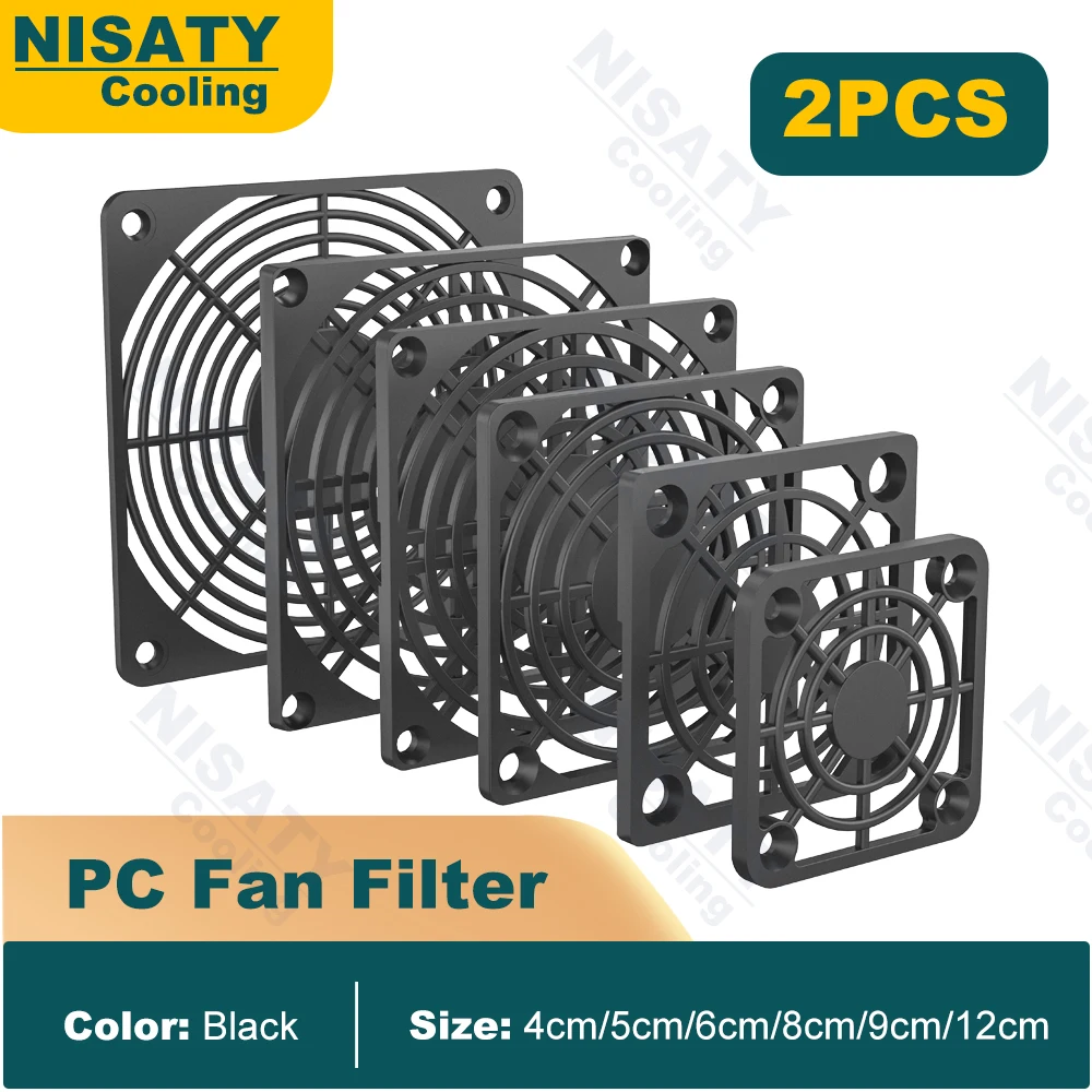 2PCS Ligtweight PC Fan Dust Filter Screen 40mm 50mm 60mm 80mm 90mm120mm Plastic Dustproof Grills Desktop Computer PC Fan Grills