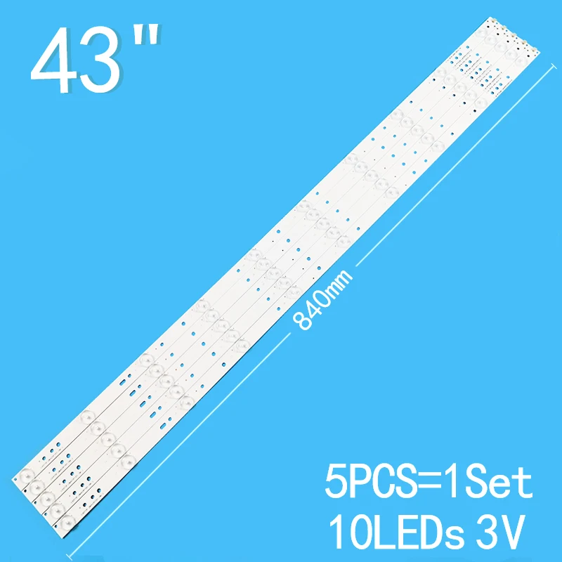 

New 5PCS/lot 10LEDs 3V For 43" LCD TV TCL L42F220B L42P60BD L42F3250B LVF420AUBK 43LH500T TPT430H3 Lb43101 V0_01 LB43015 V0-03