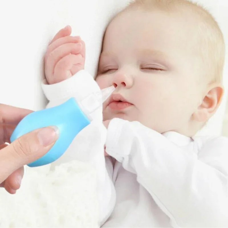 1Pc Bulb Nasal Aspirator for Newborn Infant Baby Mucus Suction Pump Silicone Nose Cleaner Blue Pink Yellow Color Available
