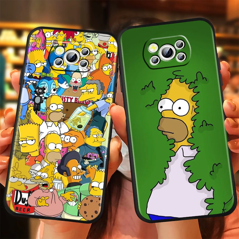 The Simpsons Animation For Xiaomi Mi Poco F5 F4 F3 X6 X5 X4 X3 M6 M5 M5S M4 M3 C65 Pro GT NFC 5G Black Cover Phone Case