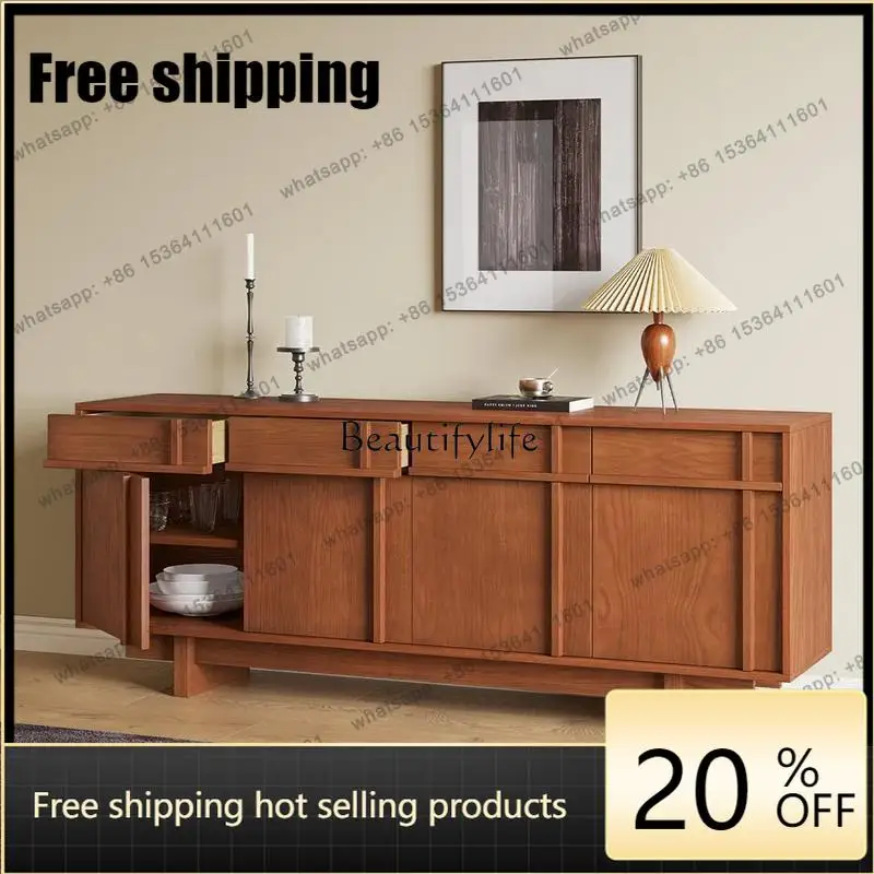 XX  French Medieval Style Dining Side Cabinet Retro Solid Wood Display Wall Side Cabinet Restaurant Custom Furniture