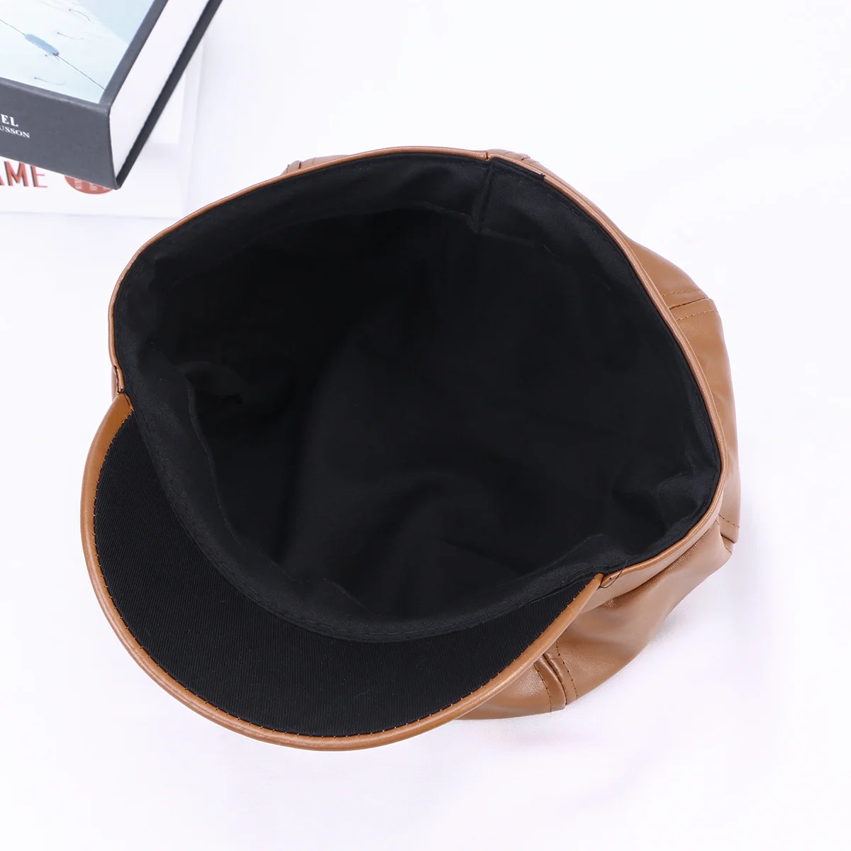 قبعة مثمنة كلاسيكية من البولي يوريثان باللون البني مقاس واحد تناسب معظم أزياء الشتاء والصيف للجنسين قبعة بيريه بلغت ذروتها #6