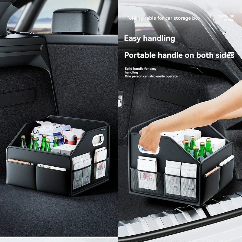Premium Leder Faltbarer Kofferraum-Organizer Wasserdichte Universelle Aufbewahrungsbox für SUVs Limousinen Trucks 22,5L Kapazität – Detail 6