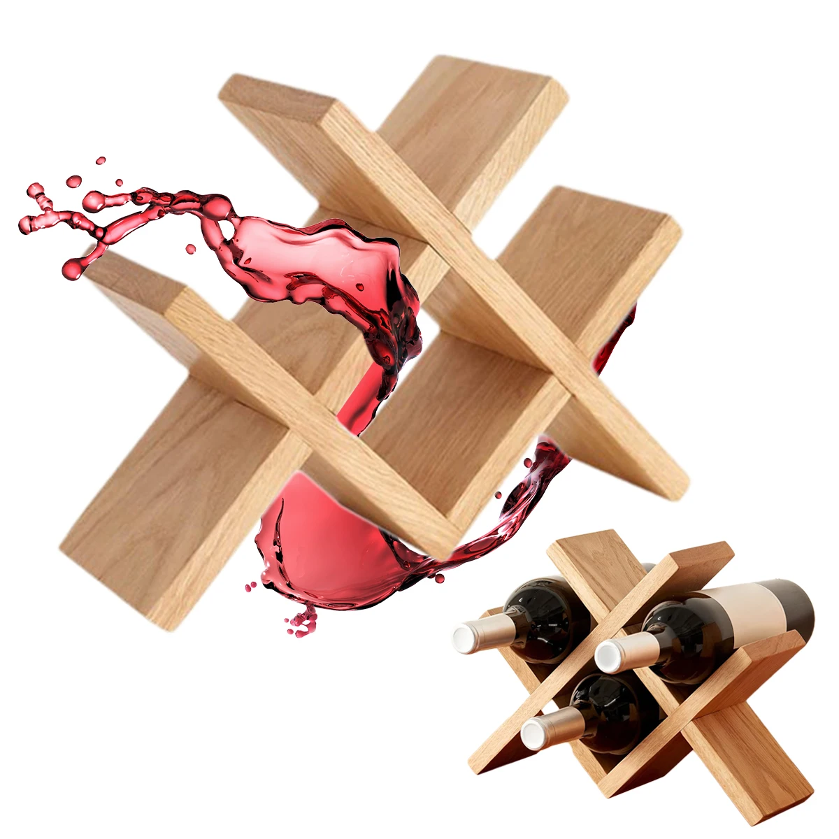 Estante para vino de madera maciza, estante de exhibición de vino de madera/estante de almacenamiento de vino de pie y encimera, para el hogar, Bar, cocina, sótano de bodega