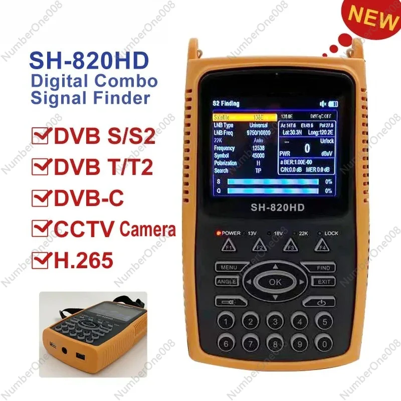 Digital Satellite Finder H.265 SAT Finder DVB S2 SATHERO SH820 SH-820HD Digital Satellite Finder Signal Meter