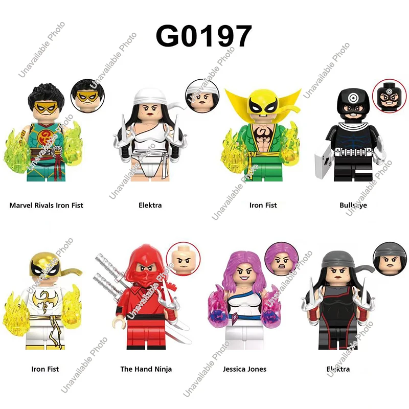 Hot Toys New Building blocks Marvel Rivals Daredevil Elektra Luke Cage Iron Fist Jessica Jones Action MiniFigures Bricks Toys