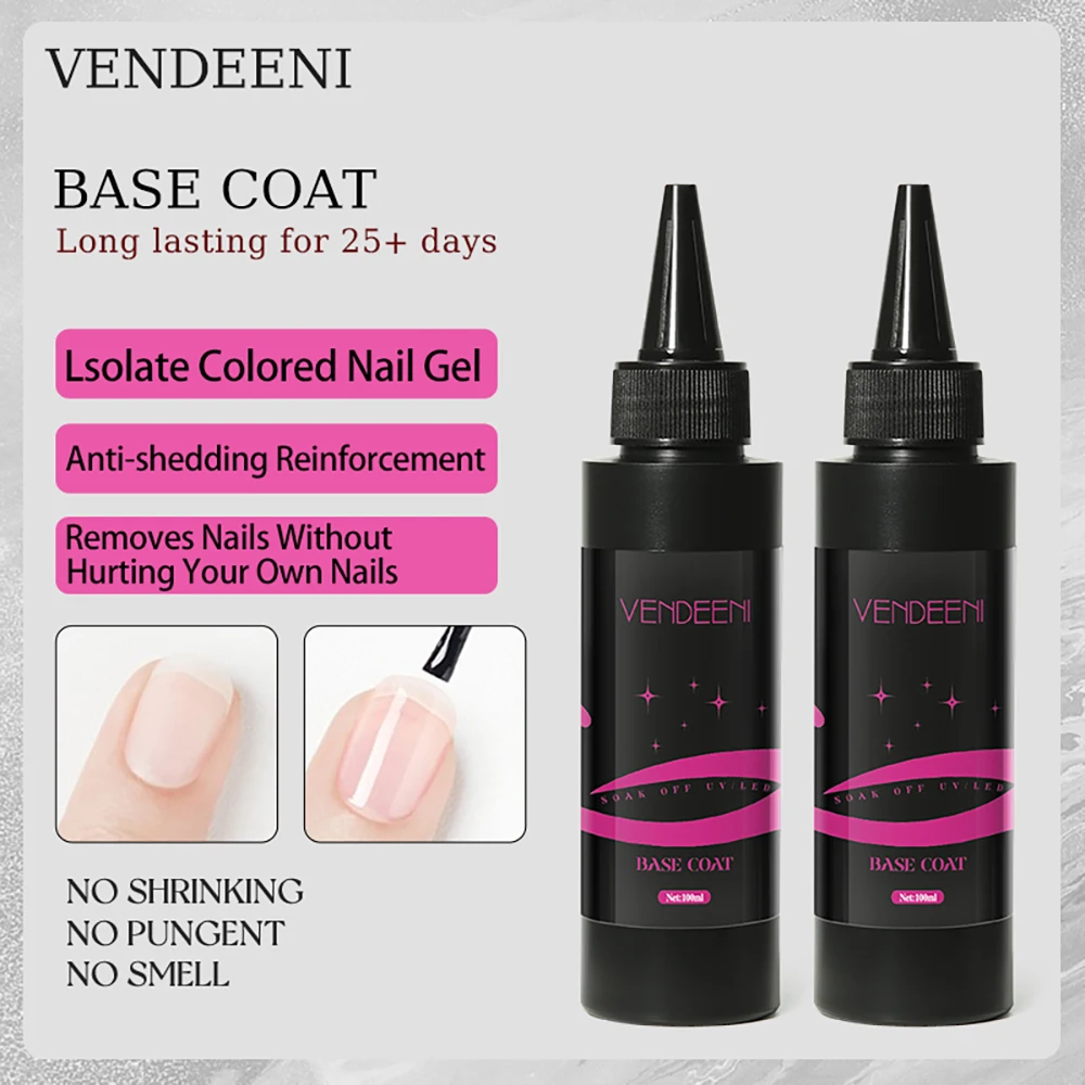 Vendeeni 100ml couche de Base supérieure Gel Chrome Gel construire Extension Gel fonctionnel vernis à ongles noir blanc vernis à ongles TPO/HEMA gratuit