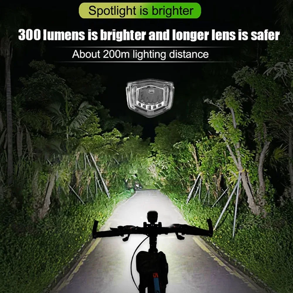 LED Bicycle Front Light 300 lumens Headlight Road Cycling Lamp Warning Safety Lighting MTB bike Accessories USB Rechargeable