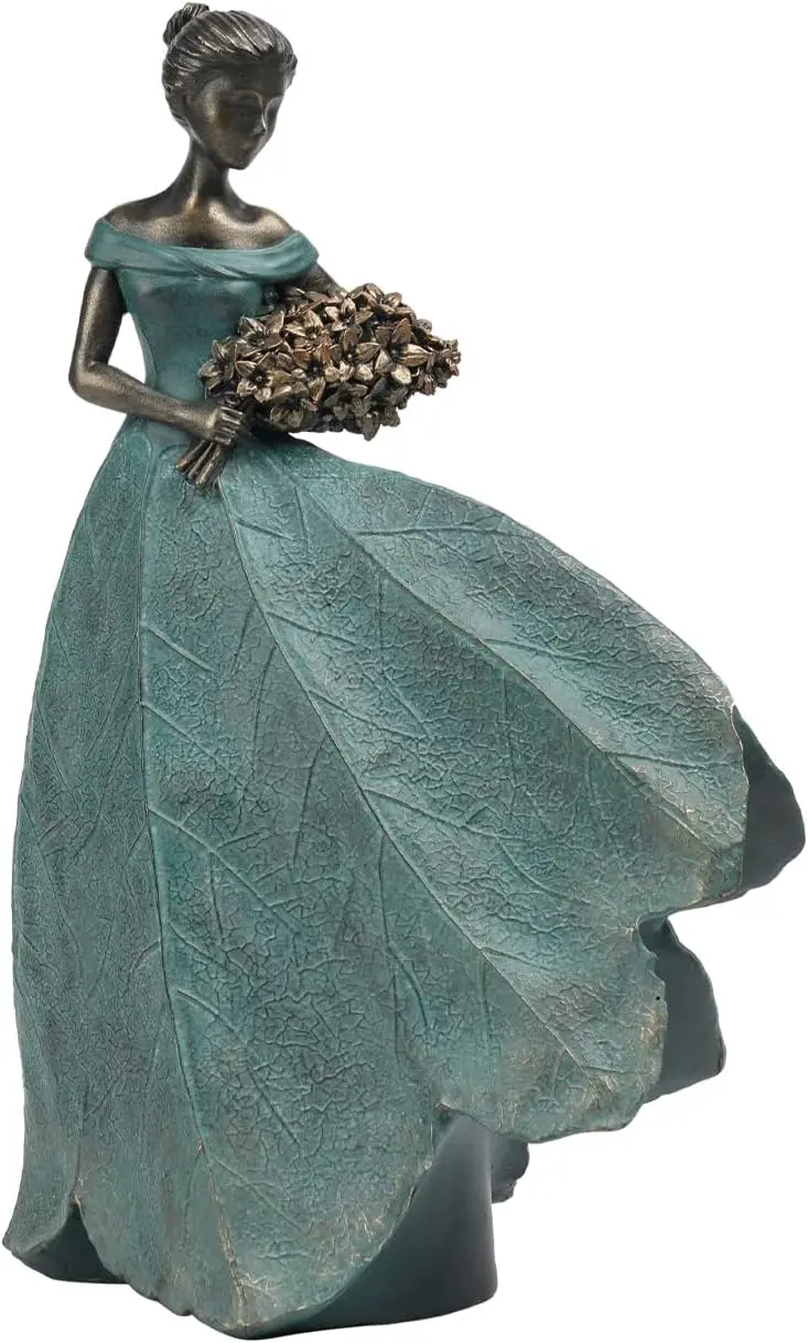 

Leaf Angel Resin Sculpture - Modern Table Decor for Living Room Office, Rustic Figurine Gift 5x3x7.5 Inch