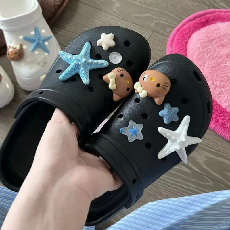 

Cute Cartoon Hawaiian Starfish Shoe Charm Hello Kitty Accessories Detachable Shoe Decorations Beach Style Vacation Gifts