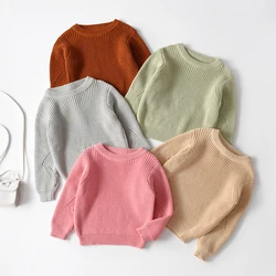 Kids Baby Boys Girls Long Sleeve Pure Color Sweaters Autumn Winter Baby Boy Girl Knit Children's Sweaters