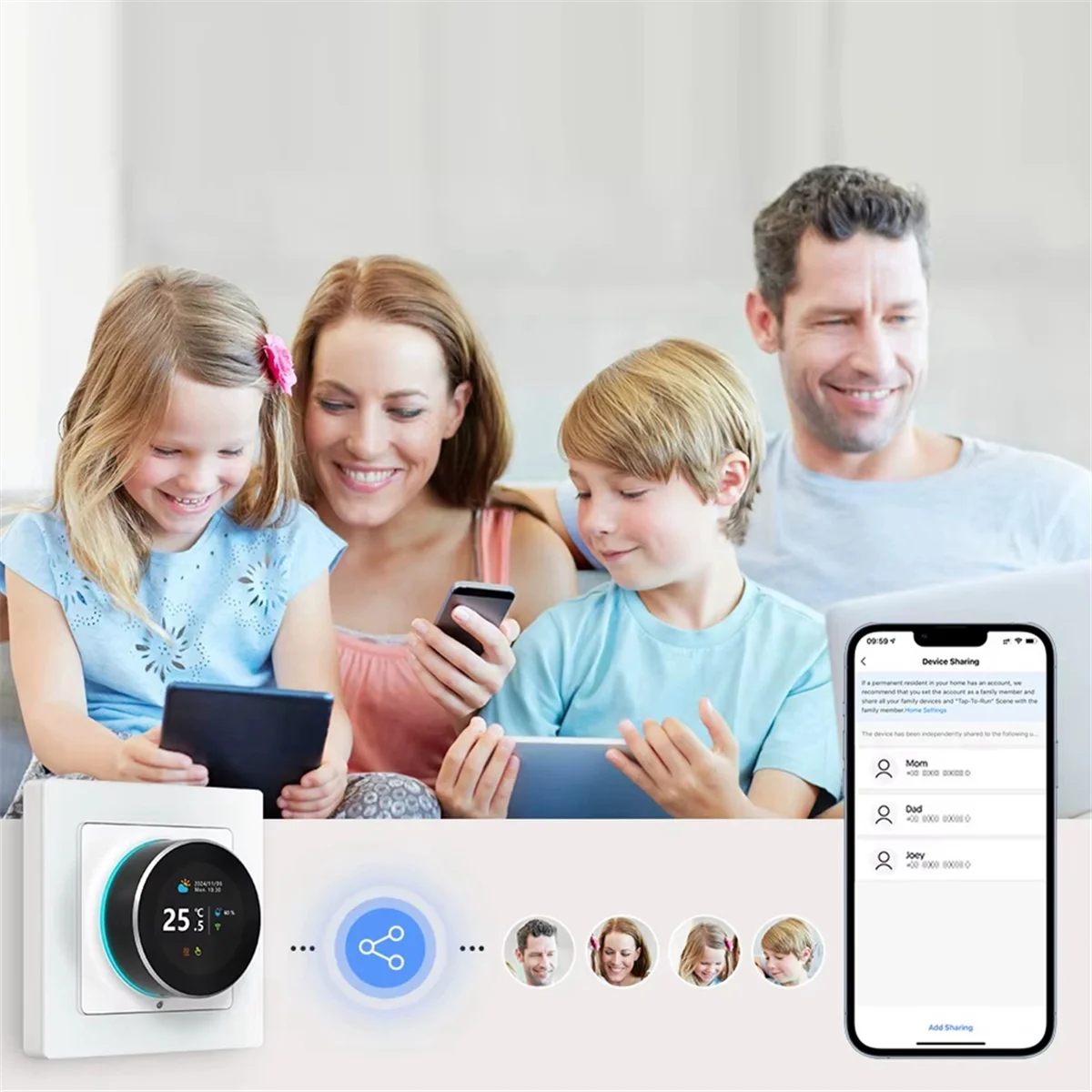 RISEN Tuya WiFi مقبض ذكي ترموستات التدفئة الأرضية الكهربائية متحكم في درجة الحرارة للتدفئة الأرضية الكهربائية 16A