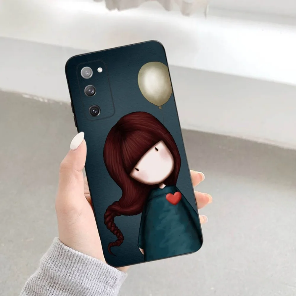 S-Santoro G-Gorjuss Cute Girl Phone Case For Samsung S23,22,21FE 20,10lite 9,8,5plus 6,7edge Note20,20ultra Black Silicone