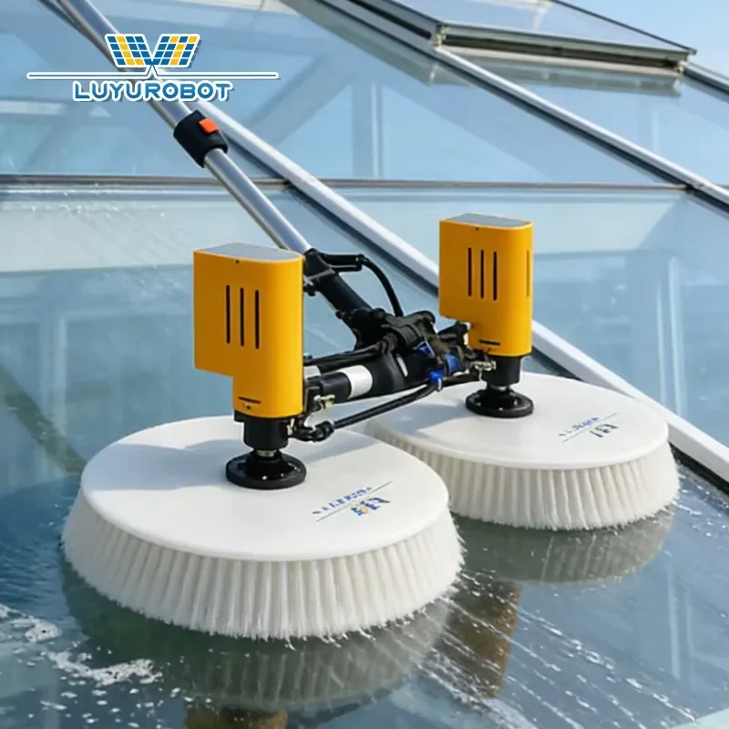 Automatic Electric Window Cleaner Handheld Glass Washing Tool with Built-in Water Spray Double Head Rotary Brush for Home
