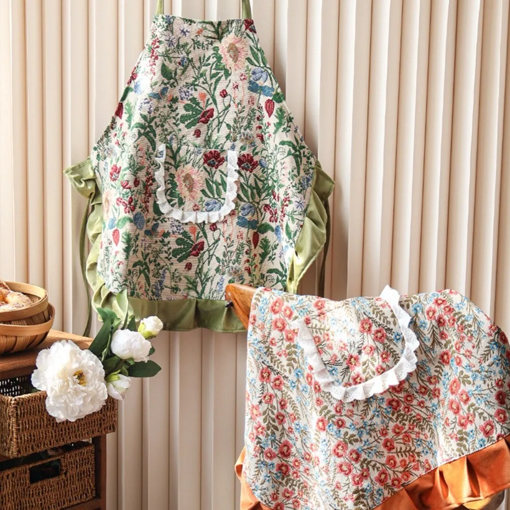 

Практичный анти-пятнистый китайский ретро-фартук, стильный элегантный кухонный фартук, регулируемая удобная рабочая одежда для приготовления пищи