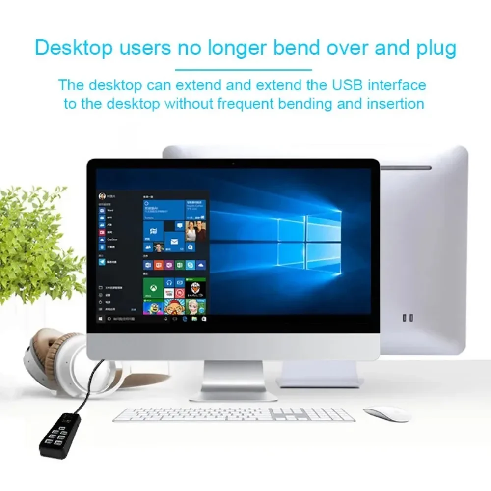 Multi-Port-USB-Hub, 4/7/10-Port-Splitter, USB 2.0-Hochgeschwindigkeitsadapter mit Ein-/Ausschalter für MacBook, PC, Laptop – Computerzubehör – Detail 5