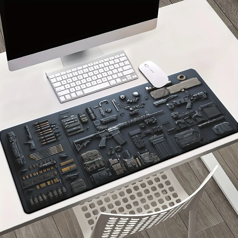 Awesome Game Gun Weapons MousePad Desk XXL Mousepad Keyboard Gaming Office Computer PC Gamer Desk Mat Gifts for Family Friends