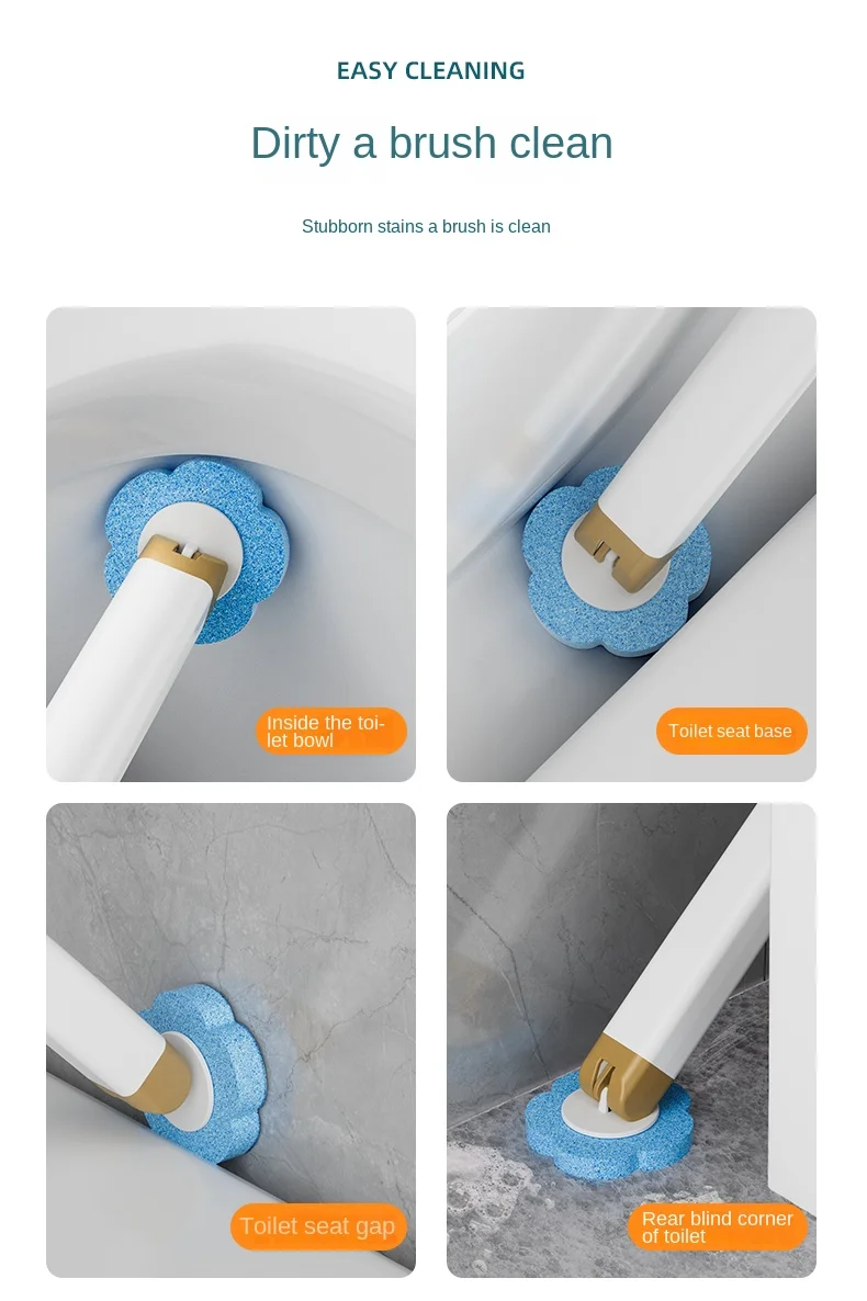 1 Set Wandmontierter Einweg-Toilettenbürste mit langem Griff, inklusive integrierter antibakterieller Reinigungsflüssigkeit und Ersatzbürstenköpfen, für eine gründliche und hygienische Reinigung ohne schwer zugängliche Stellen. – Detail 14