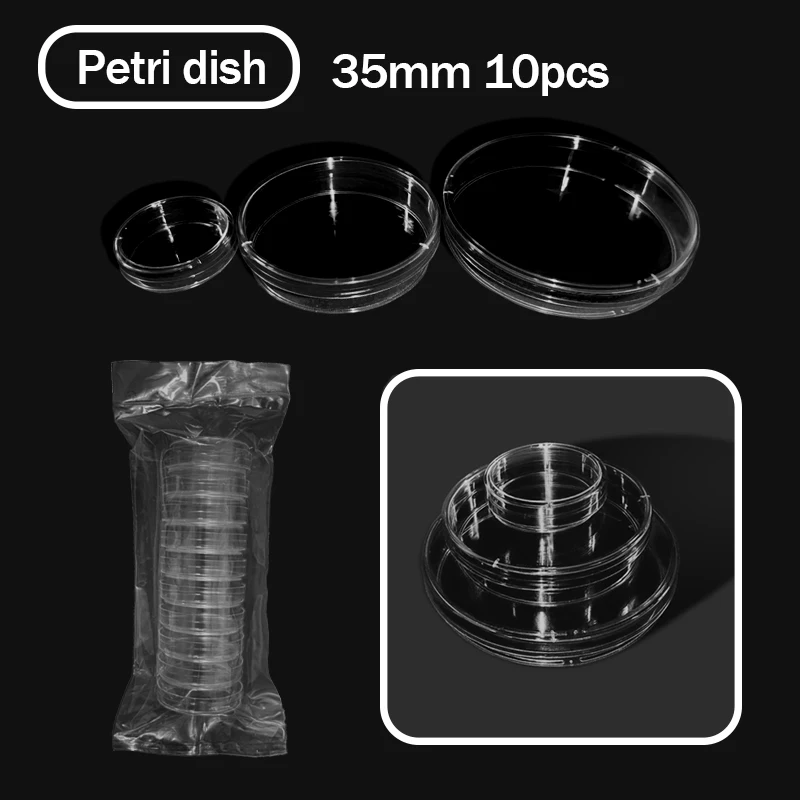 35mm 10Pcs Plastic Petri dishes With Cover For Chemistry Laboratory Bacterial Yeast