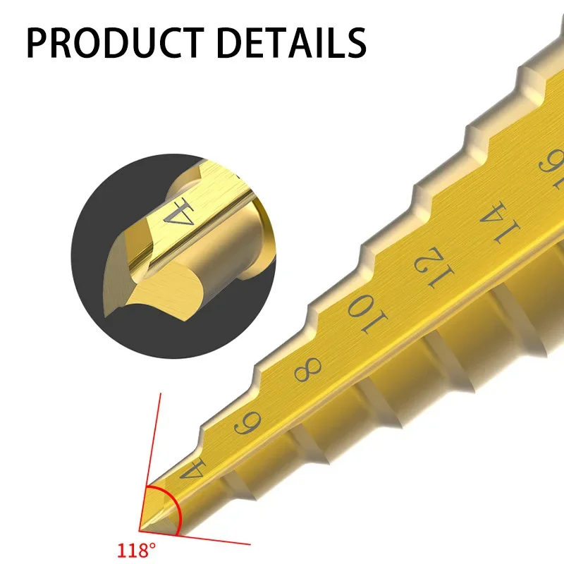 Wiertło stopniowe 3-12mm 4-12mm 4-20mm HSS prosty rowek wiertło stopniowe pokryte tytanem drewna metalowy otwór narzędzie do wiercenia rdzenia