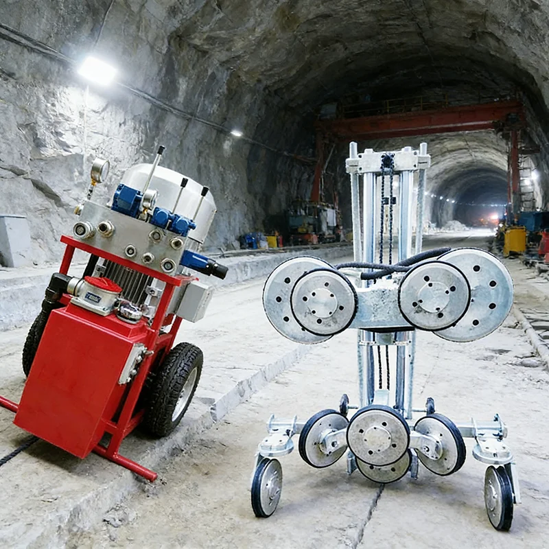 Portable Hydraulic Wire Saw Machine for Concrete Slab Cutting in Parking Structure Demolition with Lightweight Aluminum Frame