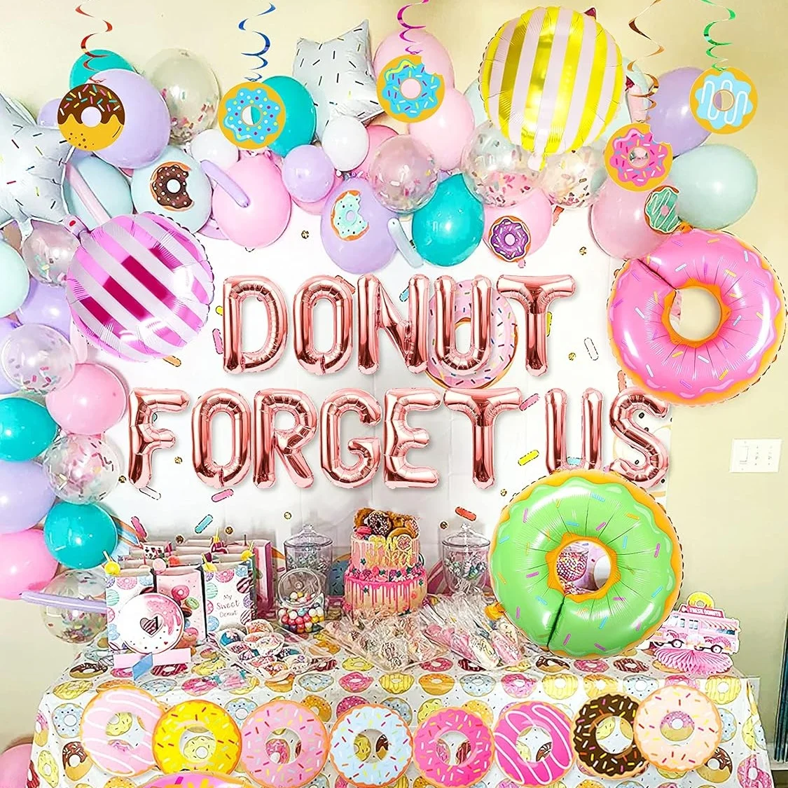 LaVenty 25 PCS Donut Forget Us Party Decoration Farewell Decor Career Change Bachelorette Retirement Party Decorations