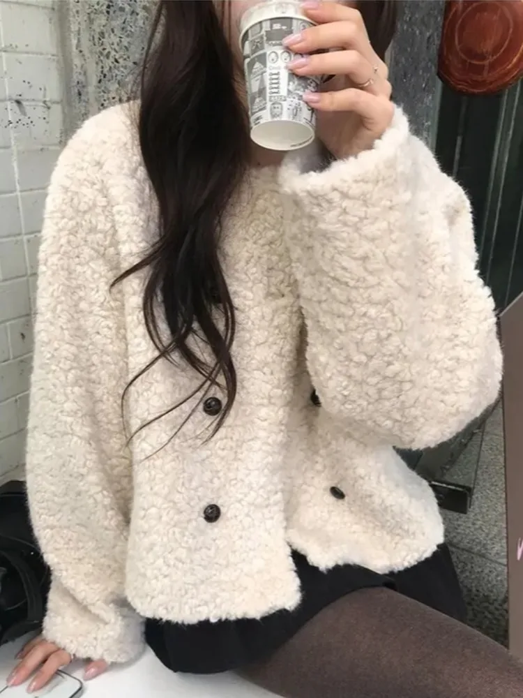 

Шикарный зимний ор свободного кроя, круглый двубортный меховой коврик Jaet Sli, корейский коврик из полиэфирного волокна