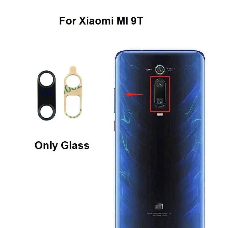 Kaca lensa kamera belakang, bagian pengganti alat esive untuk Xiaomi Mi 5 5S Plus 6 8 Lite 9 SE 9T Pro Play Mi6 Mi8 Mi9 dengan