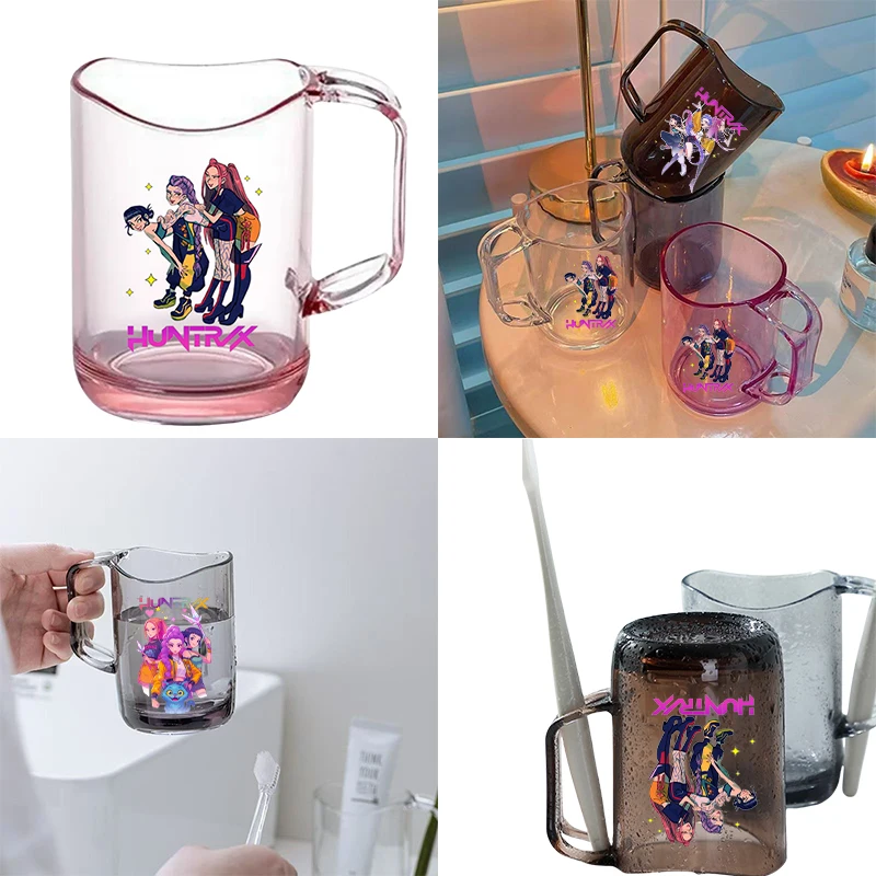 

270 мл KPop Demon Hunters Rumi, домашняя чашка для мытья, аниме, детская промывочная чашка для ополаскивания, прозрачная домашняя пара, перфорированная чашка для воды