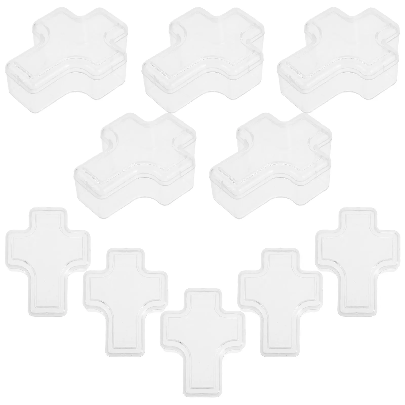 

10Pcs Cross Shape Transparent Jewelry Storage Box Plastic Organizer Case Compact Display Container for Rings Bracelets