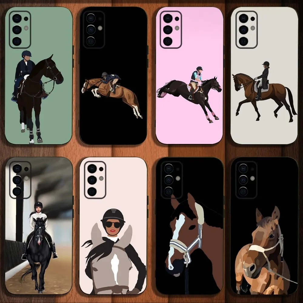 Competition Equestrian Horse Phone Case For Samsung S24,S21,S22,S23,S30,Ultra,S20,Plus,Fe,Lite,Note,10,9,5G Black Soft Cover