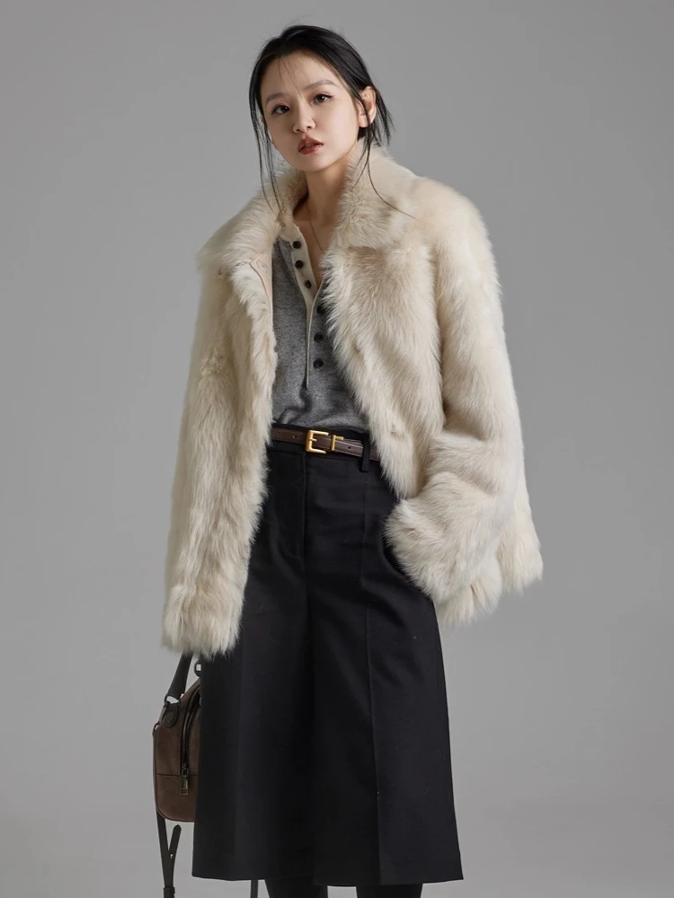 Luksusowe, ekskluzywne zimowe kurtki z futra jagnięcego Toskania dla kobiet, nowe, proste, luźne, puszyste, ciepłe, prawdziwe futro ze skóry naturalnej, kolekcja 2025.
