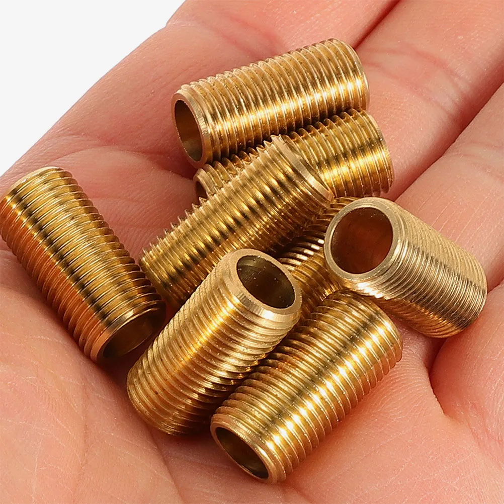 

8pcs M10 Brass Threaded Tubes Hollow Copper Pipes Lamp Hardware Fittings Light Fixture Parts Lighting Nipples
