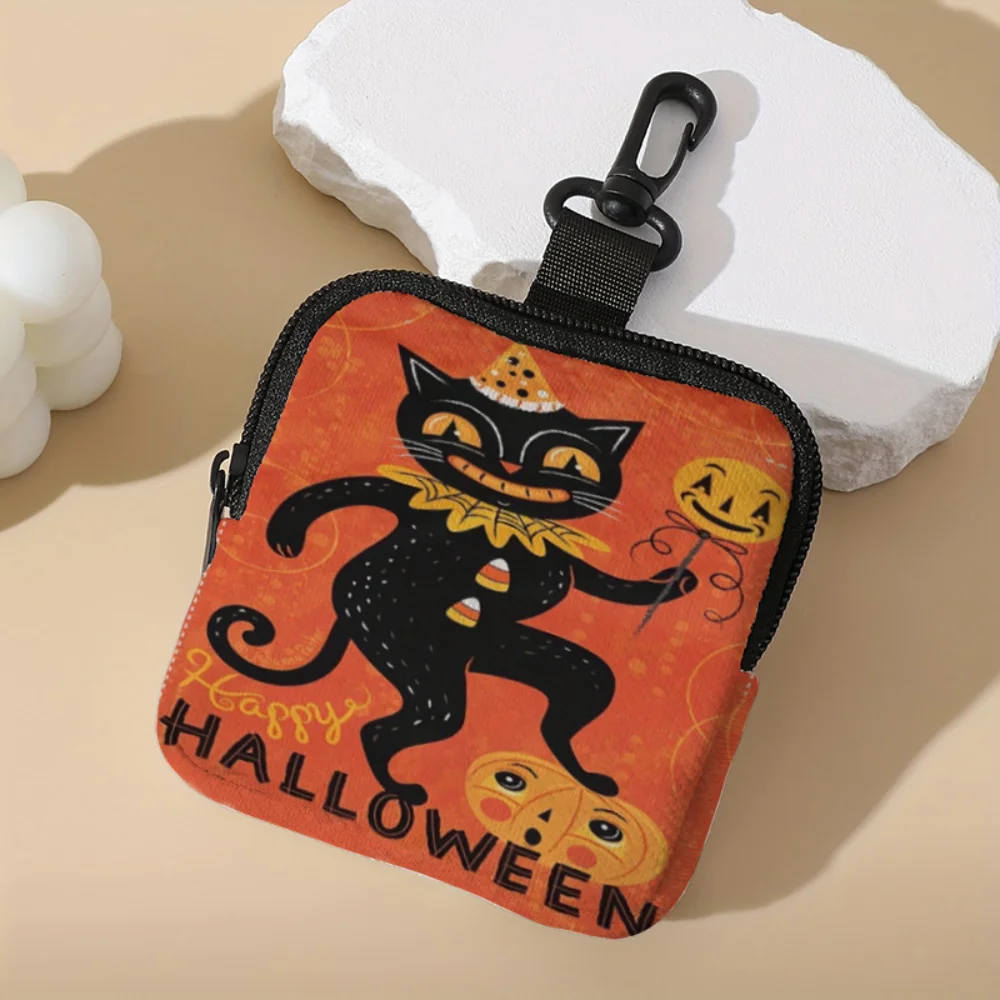 

Fashion Mini Coin Purse Artificial Leather Lightweight Wallet Flowers Print Waterproof Zipper Storage Bag Friends Gifts