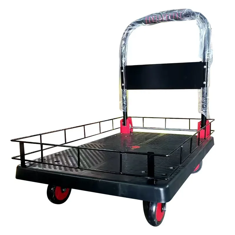 

Warehouse Metal Mesh Industrial Handcart With Double Handles Warehouse Handcart High Quality Steel Industrial Trolley