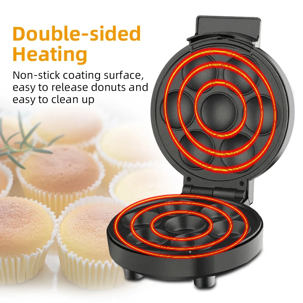 Household Cupcake Maker Electric Cupcake Machine 1000W Cake Pop Maker Non-Stick Surface Makes 6 Cup Cakes for Breakfast Machine