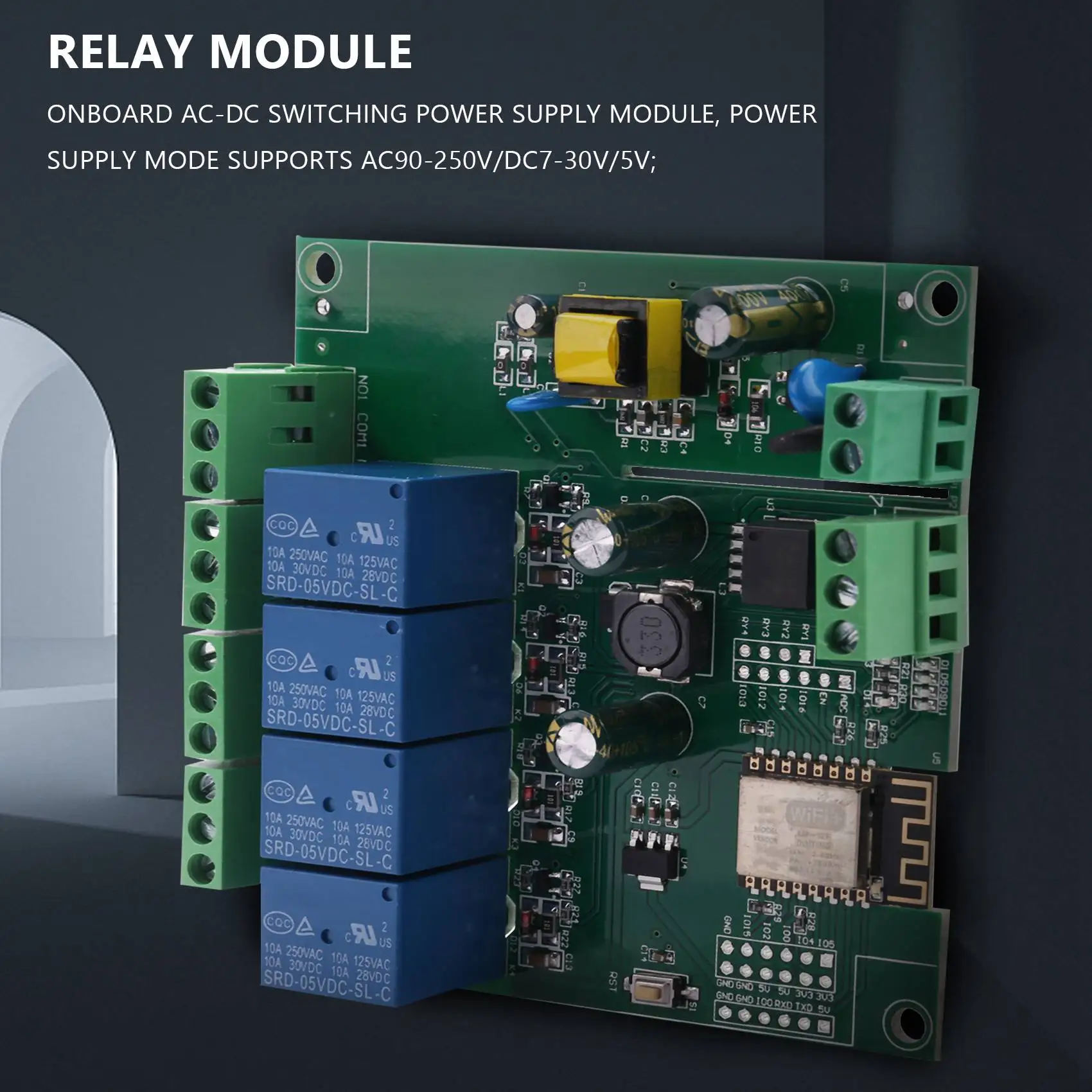 BIGSALE-ESP8266 ESP-12F WIFI Relay Module 4Channel AC90-250V/DC7-30V/5V Delay Relay Switch for IDE Smart Home IOT Remote