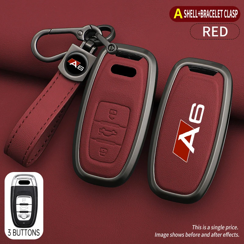 Fashion Zinc Alloy Car Key Case Cover Shell Protected Keychain Bag For AUDI A6 S6 RS6 C5 C6 C7 4F S line Accessories