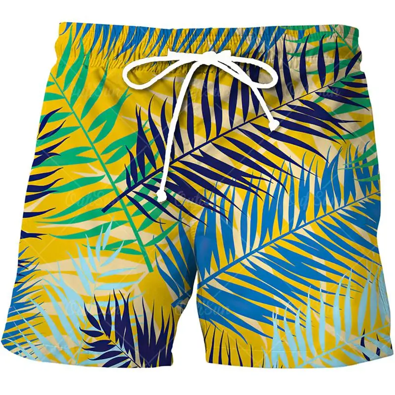 Hawaii Tropics Sea Island Plant 3D Printed Boy Beach Shorts Fashion Vacation Surfing Short Pants Swimming Shorts Men Y2k Trunks