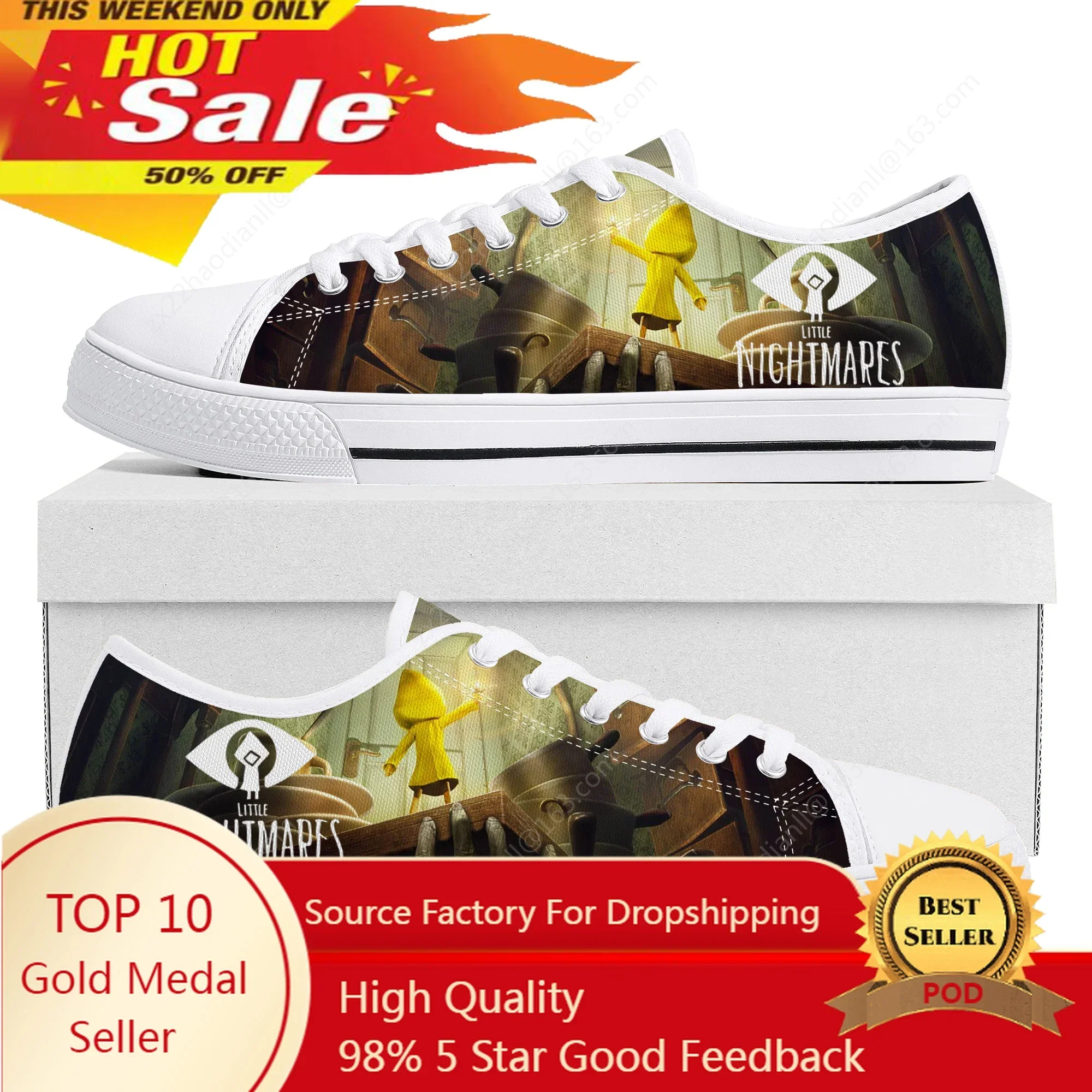 Cartoon Game Little Nightmares Movie Low Top Sneakers High Quality Mens Womens Teenager Canvas Sneaker Couple Shoes Custom Shoe