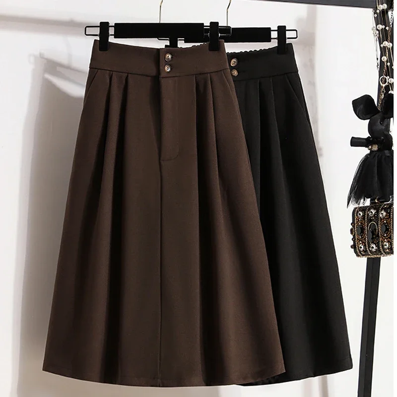 PopHigh-waisted Tweed Half-body Skirt Female Fall And Winter New Korean Version Of The Simple Temperament Leisure In The Long Se