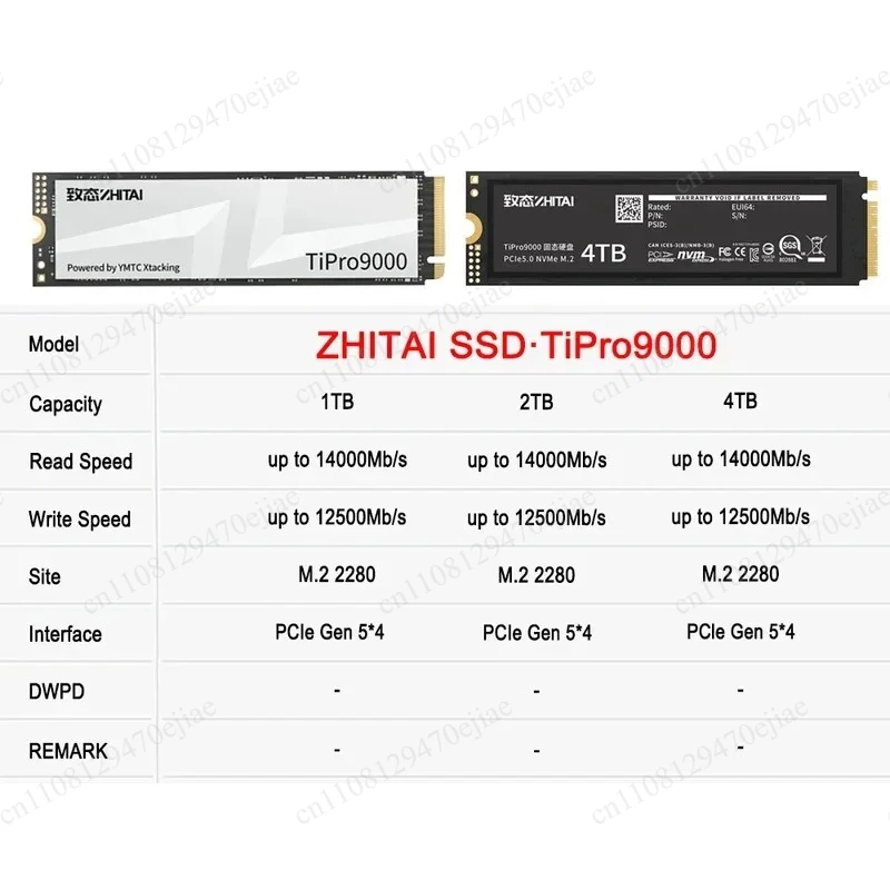 ZHITAI TiPro9000 PCIe 5.0 NVMe M.2 2280 SSD Internal Solid State Drive for PC Laptop
