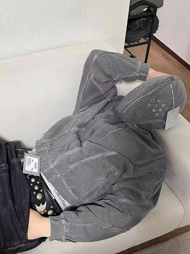 

Мужская толстовка-кардиган Thug Club Heavyweight с капюшоном на молнии, с эффектом потертости, в стиле Wasteland, верхняя одежда