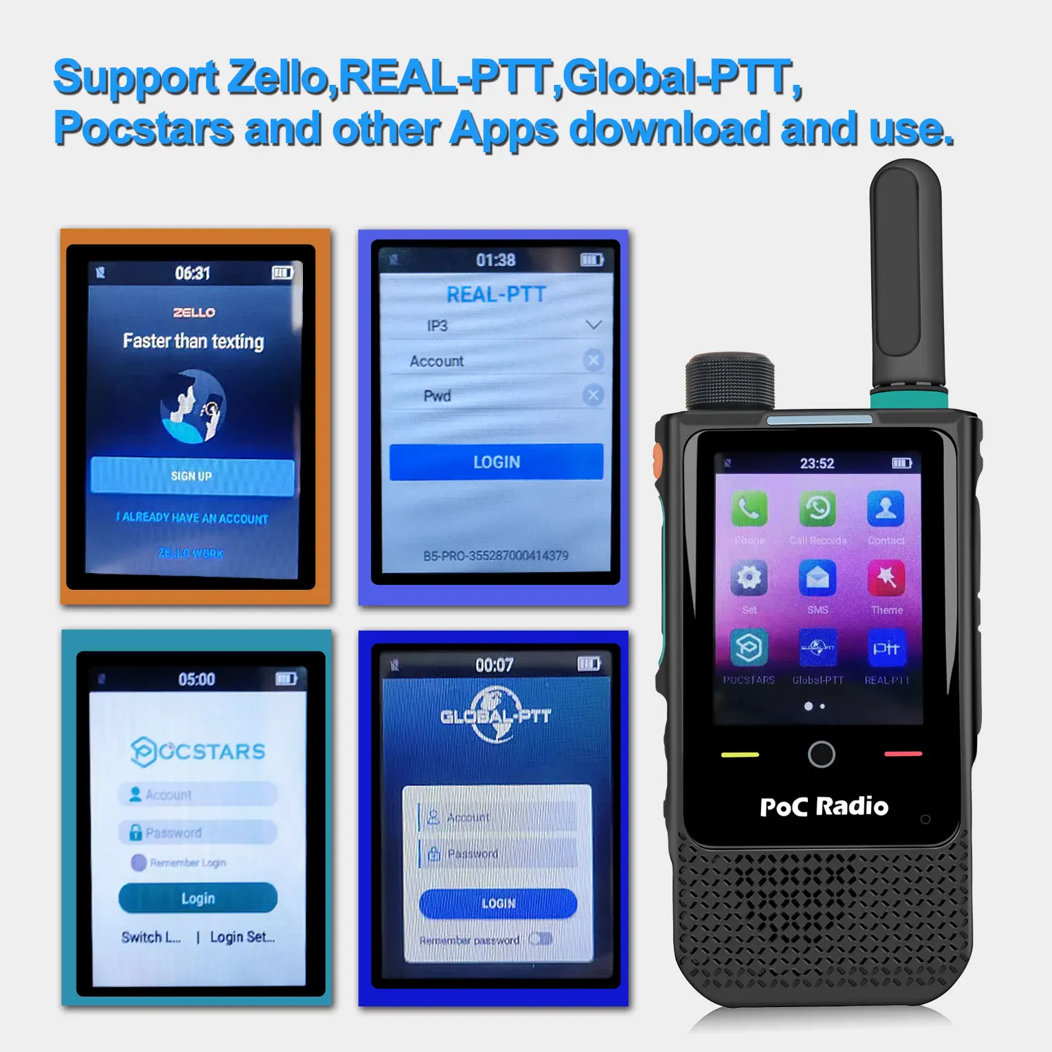 

Anysecu HI-B5Pro 4G LTE PoC Zello Walkie Talkie Radio GPS WIFI BT 2.4 Inch Touch Screen 4000mAh USB-C Long Standby Two Way Radio
