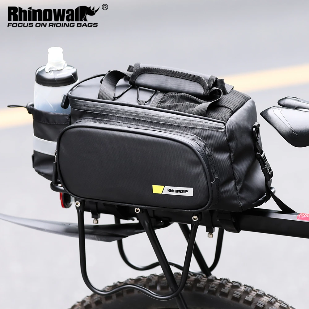 Rhinowalk Bicycle Carrier Bag Bike Back Rack Bag Trunk Pannier Cycling Large Capacity Travel Storage Pack With Rain Cover