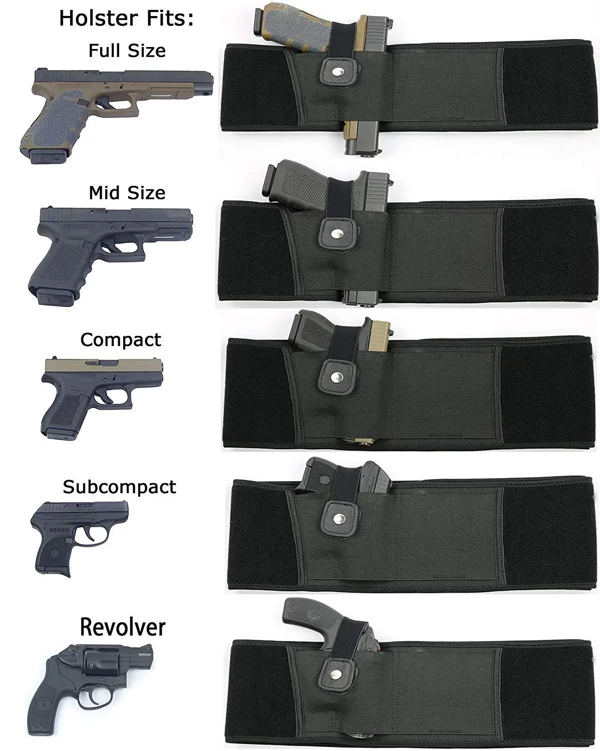 Tactical Belly Gun Holster Belt Concealed Carry Waist Band Pistol Holder Magazine Bag Invisible Waistband Holster