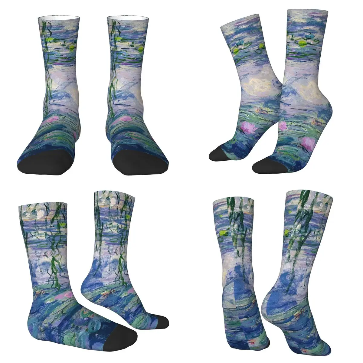

Oil Painting Water Lilies Monet Art Socks High Quality Stockings All Season Long Socks Accessories for Unisex Birthday Present