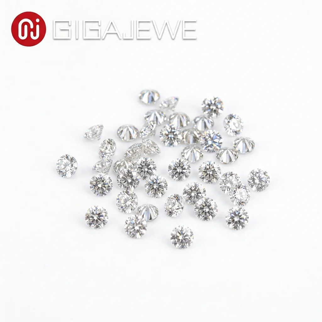 GIGAJEWE HPHT Lab Grown Diamond Melee DEF Color VVS VS Round Cut Loose Diamond 0.8-3.0mm Top Quality Gems for Jewelry Making