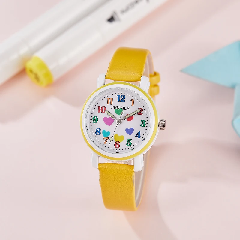 new Cute little girl's princess lovely pink quartz watches children boys birthday gifts students learn time small watch 8colors