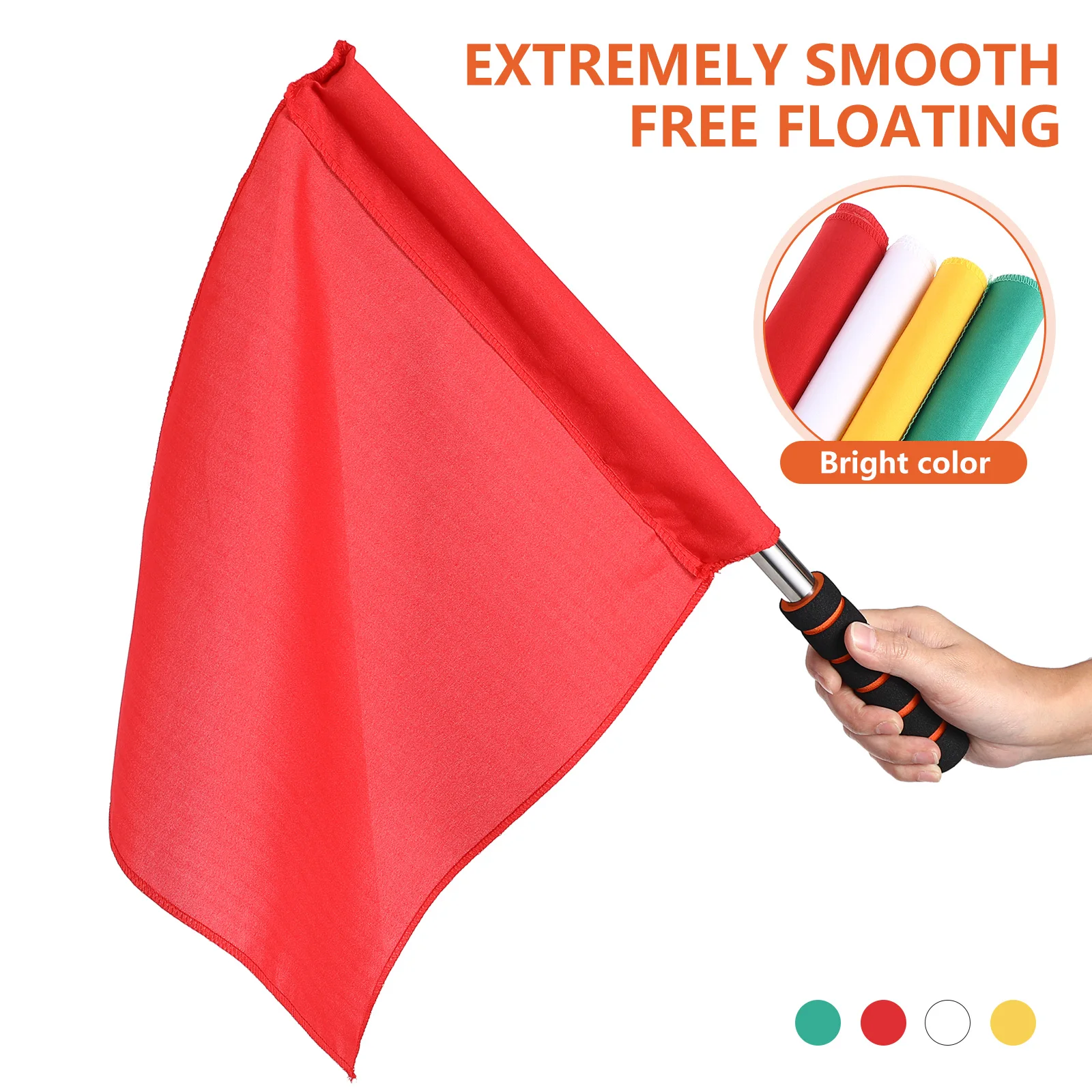 

4 Pcs Referee Flag Set Bright Color Waterproof Stainless Steel Pole Sponge Handle Waving Flags for Sports Football